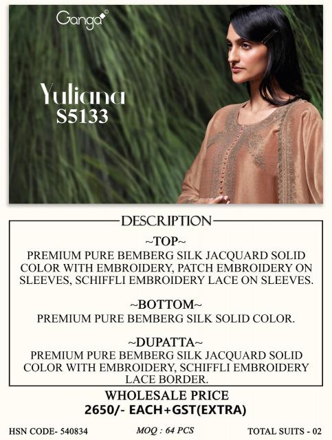 Ganga yuliana 5133 wholesale dress material market